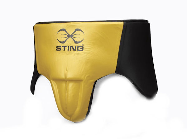 Sting Boxing Pro Leather Abdominal Groin Guard Black Gold